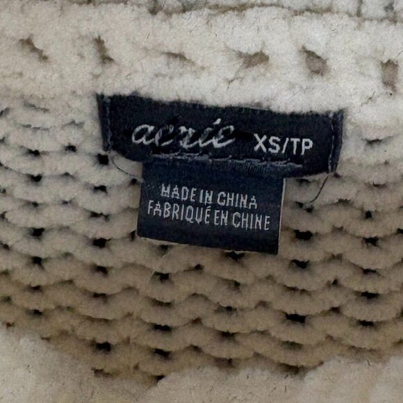Aerie sweater turtleneck cream chunky knit oversized size XS - Picture 8 of 9
